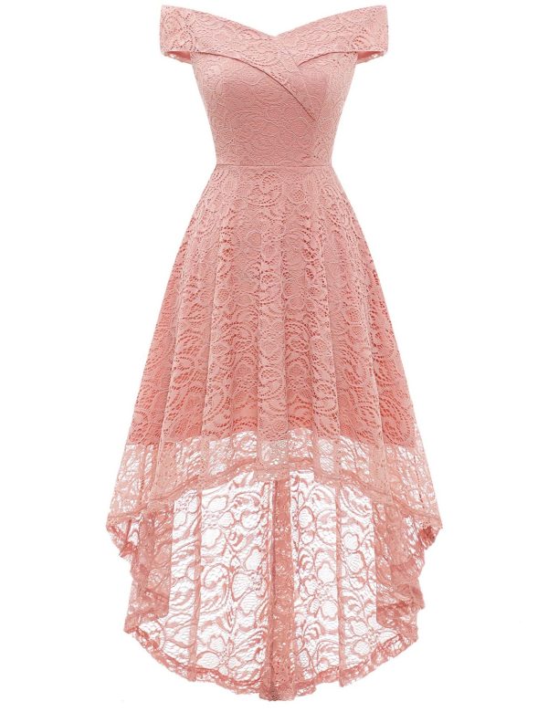 HomRain Women Off The Shoulder Dress High-Low Lace
