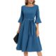HomRain Women's Dress Casual Mid Sleeve Tea Party Midi
