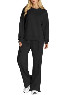 SotRong Black Tracksuit Womens Full Set Cozy Lounge