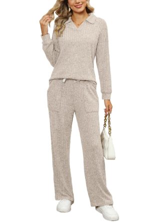 SotRong Ribbed Loungewear Sets for Women Loose