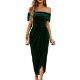 Wellwits Women's Foldover Off Shoulder Wrap Slit Velvet