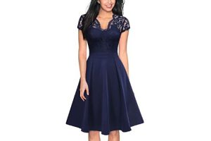 MIUSOL Women's Retro Floral Lace V-Neck Cocktail Party A-line Dress