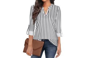 ACDAY Elegant V Neck Shirts for Women uk Fashion Overlap
