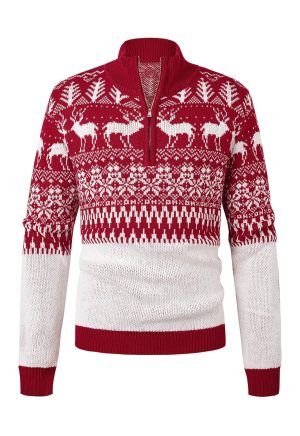 AIYINO Mens Christmas Jumpers Knitted Polo Neck Sweater