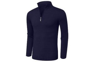 AIYINO Mens Slim Fit Jumpers Quarter Zip Long Sleeve
