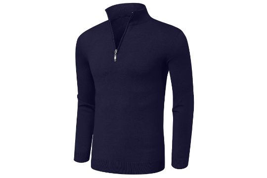 AIYINO Mens Slim Fit Jumpers Quarter Zip Long Sleeve