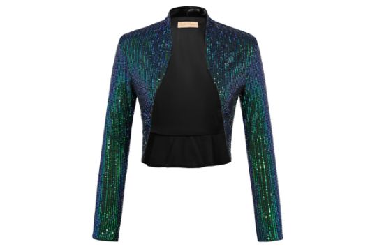 Belle Poque Women Sequin Jacket Long Sleeve Open Front