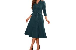 Cocktail Dress for Women UK Short Sleeves V Neck 1950s
