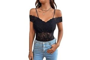 GORGLITTER Women's Eyelet Lace Long Lantern Sleeve
