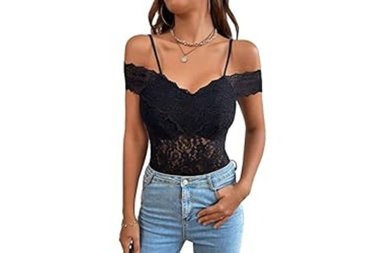 GORGLITTER Women's Eyelet Lace Long Lantern Sleeve