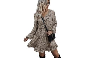 GORGLITTER Women's Floral Boho Tie V Neck Flared