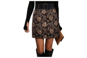 GORGLITTER Women's Graphic Belted Straight Skirt High