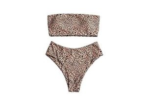 GORGLITTER Women's Leopard Print 2 Piece Bandeau Bikini