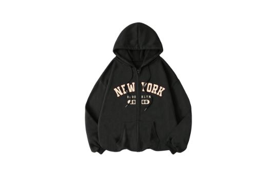 GORGLITTER Women's Letter Print Zip Up Hoodies Long