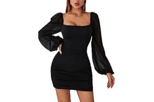 GORGLITTER Women's Square Neck Ruched Bodycon Dress