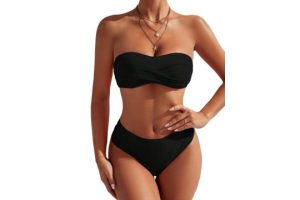 GORGLITTER Women's Swimsuit Strapless Bikini Sets High