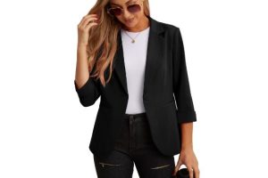 GRECERELLE Women's Blazer Suit Elegant 3/4 Sleeve Jacket