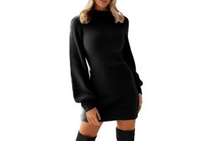 GRECERELLE Womens Jumper Dress Winter Mock Neck Long
