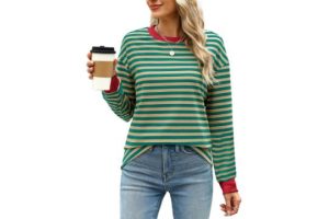 Gemulate Black Tunic Tops for Women UK Women's Striped