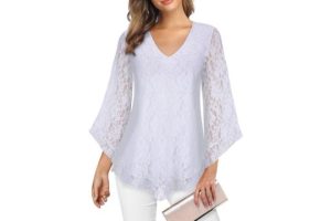 Gemulate Women Tops 3/4 Ruffle Sleeve Tunic Tops Double
