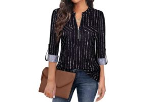 Gemulate Womens Plus Size Striped Tops Business Casual