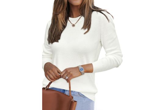 Newshows Long Sleeve Tops for Women UK White Women's