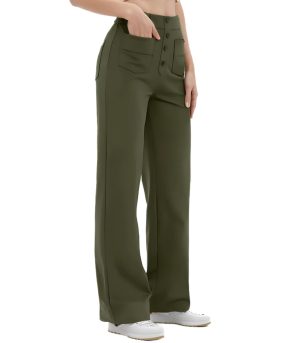 SotRong Black Wide Leg Stretch Trousers for Women