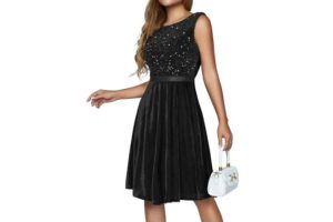 Women's Velvet Cocktail Dresses Boat Neck Sleeveless