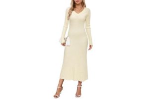 Arach&Cloz Jumper Dress for Women UK Winter Knitted Dress