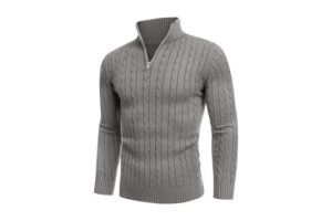 AIYINO Men's Jumpers Quarter Zip Cable Knitted Sweater
