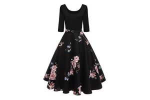 AXOE Women 50s Style Floral Vintage Rockabilly Dress