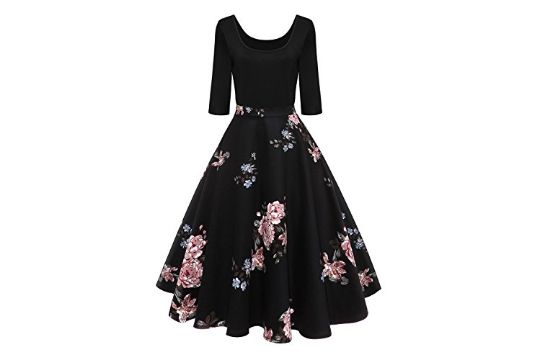 AXOE Women 50s Style Floral Vintage Rockabilly Dress