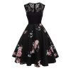 AXOE Womens 1950s Floral Printed Swing Party Dress Sleeveless