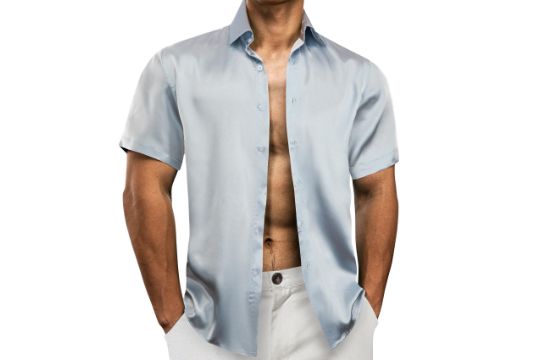 Barry.Wang Mens Short Sleeve Shirt