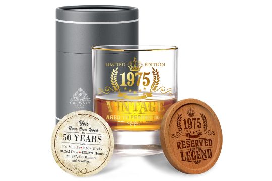 CROWNLY CRYSTAL 1975 50th Birthday Gifts Men Personalised