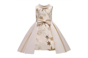 Cichic Girls Party Dress Elegant Satin Floral Print