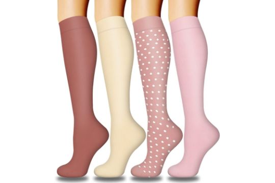 DRESHOW 4 Pairs Compression Socks For Women&Men Circulation