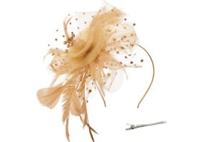 DRESHOW Fascinators Hat Ribbons Feathers on a Headband
