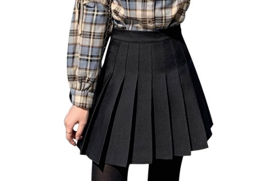 DRESHOW Women Girls Short High Waist Pleated Skirt