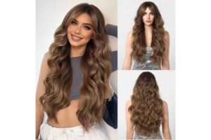 Esmee Long Wavy Brown Wigs With Bangs for Women Natural