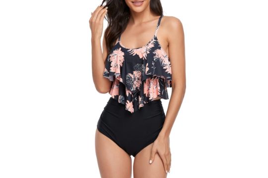 FLYILY Two Pieces Swimsuit for Women Double Level Ruffled