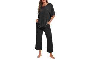 Famulily Cropped Pjs for Women Sets Summer Tops