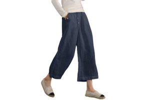 Famulily Ladies Comfy Drawstring Elastic Waist Linen