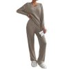 Famulily Womens Long Sleeve V Neck Pyjamas Set Knit