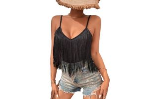 GORGLITTER Women's Lace Trim V Neck Cami Top Sleeveless