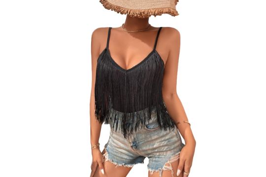 GORGLITTER Women's Lace Trim V Neck Cami Top Sleeveless