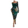 GORGLITTER Women's Off Shoulder Long Sleeve Tie Dye