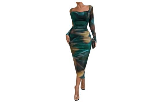GORGLITTER Women's Off Shoulder Long Sleeve Tie Dye