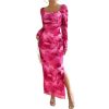 GORGLITTER Women's Off Shoulder Long Sleeve Tie Dye