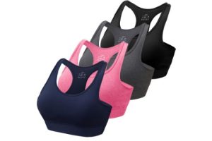 HBselect 4 Pack Comfort Racer Back Sports Bras for Women UK with Removable Pads